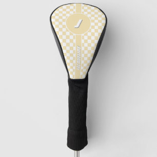 Yellow Chequered Pattern Golf Head Cover