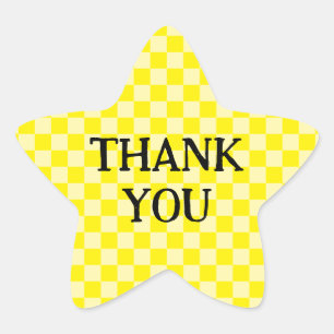 Yellow Chequered Thank You Star Sticker