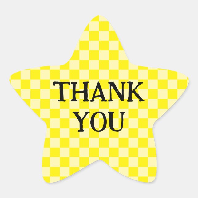 Yellow Chequered Thank You Star Sticker (Front)