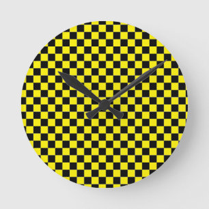 Yellow chequered wall clock