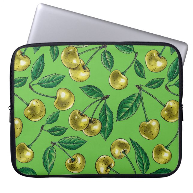 Yellow cherries laptop sleeve (Front)