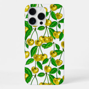 Yellow cherries on white iPhone 16 pro max case