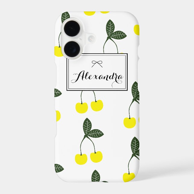 Yellow Cherries Pattern Personalised iPhone 7 Plus (Back)