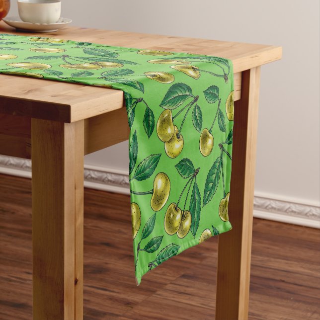 Yellow cherries short table runner (In Situ)