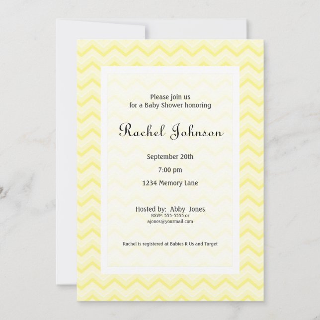 Yellow Chevron Baby Shower Invitation (Front)