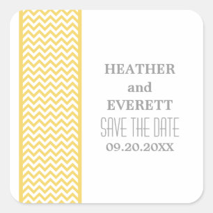 Yellow Chevron Border Save the Date Stickers