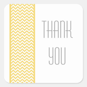Yellow Chevron Border Thank You Stickers