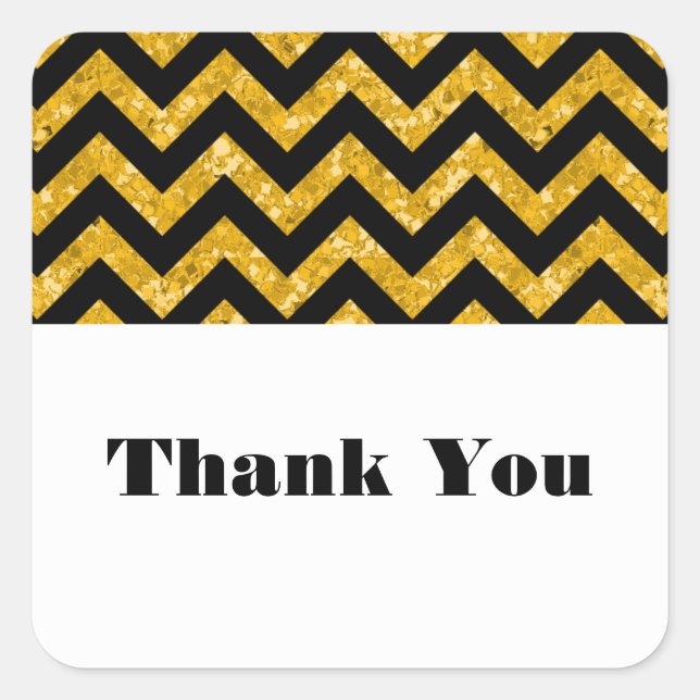 Yellow Chevron Glitter Thank You Stickers (Front)