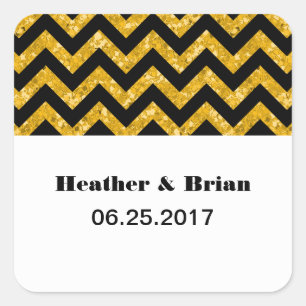 Yellow Chevron Glitter Wedding Stickers