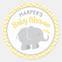 Yellow Chevron Grey Elephant Baby Shower