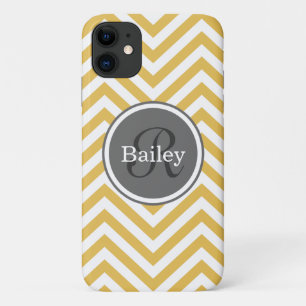 Yellow Chevron Monogram Case-Mate iPhone Case