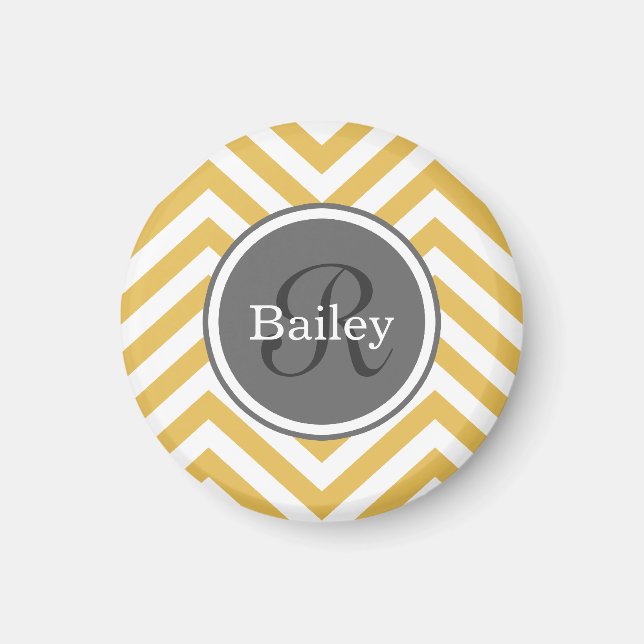 Yellow Chevron Monogram Magnet (Front)