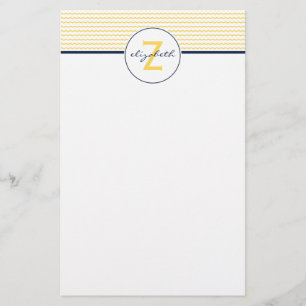 Yellow Chevron Monogram Stationery