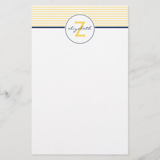 Yellow Chevron Monogram Stationery