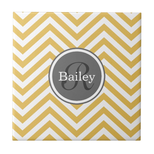 Yellow Chevron Monogram Tile (Front)
