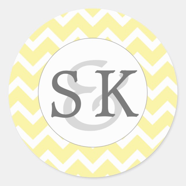Yellow Chevron Monogram Wedding envelope seals (Front)