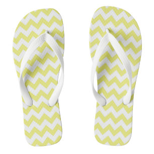 Yellow Chevron Patterned Flip Flops