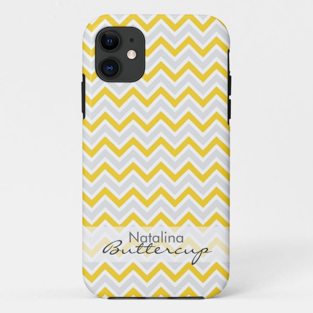 Yellow Chevron Personalised Case-Mate iPhone Case (Back)