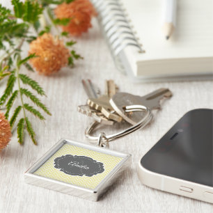 Yellow Chevron Personalised Keychain