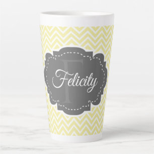 Yellow Chevron Personalised Latte Mug