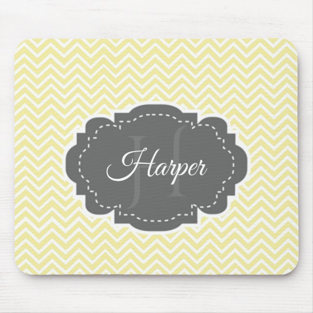 Yellow Chevron Personalised Mouse Pad (Front)