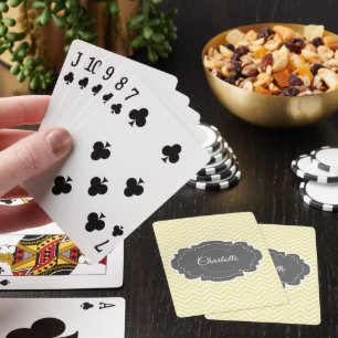 Yellow Chevron Personalised Playing Cards