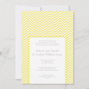 Yellow Chevron Print Wedding Invitation