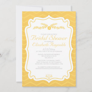 Yellow Chevron Stripes Bridal Shower Invitations