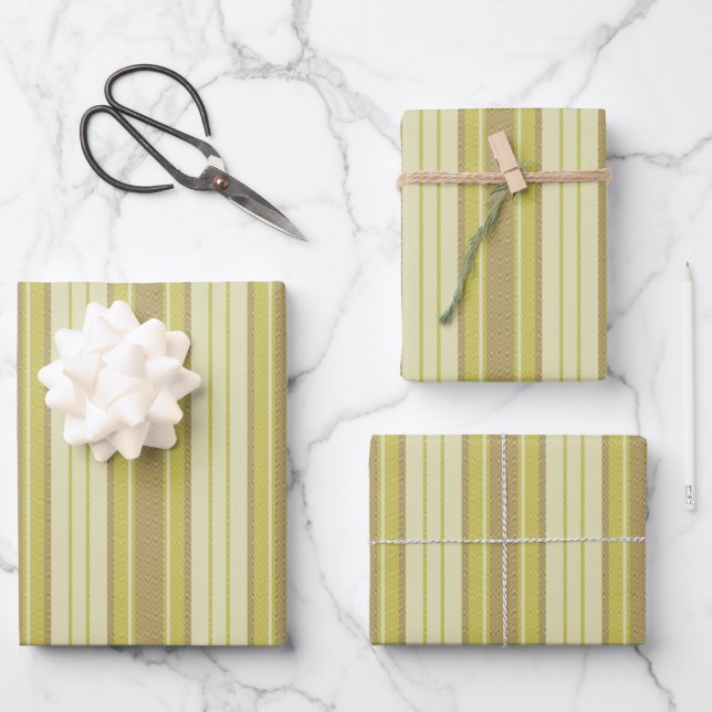 Yellow Chevron Stripes Wrapping Paper Sheet (Front)