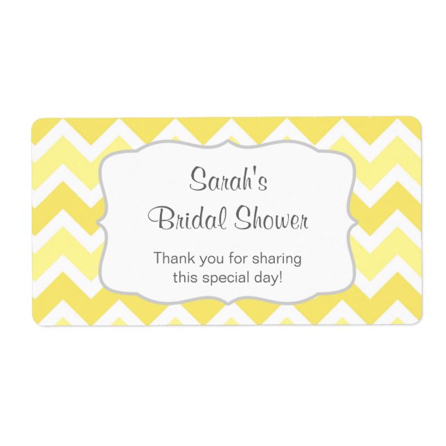 Yellow Chevron Water Bottle or favour - u customis (Front)