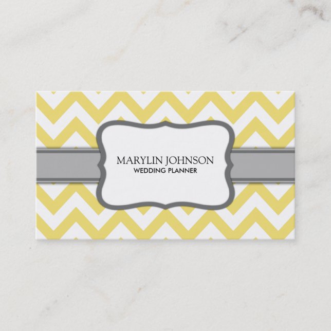 Yellow Chevron Wedding Planner Business Card (Front)