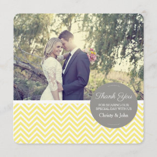 Yellow Chevron Wedding Thank You Card