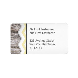 Yellow Chevron & Wood Rustic Address Labels