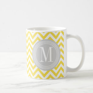 Yellow Chevron Zigzag Personalised Monogram Coffee Mug