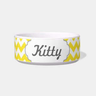 Yellow Chevrons Custom Text Bowl