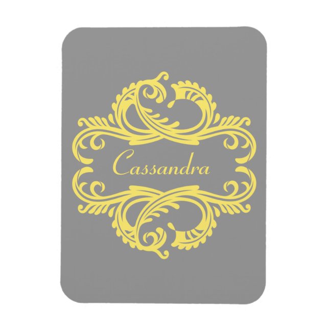 Yellow Chic Damask Premium Magnet (Vertical)