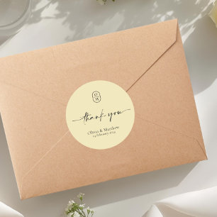 Yellow   Chic & Modern Wedding Monogram  Classic Round Sticker