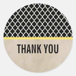 Yellow Chic Quatrefoil Thank You Stickers