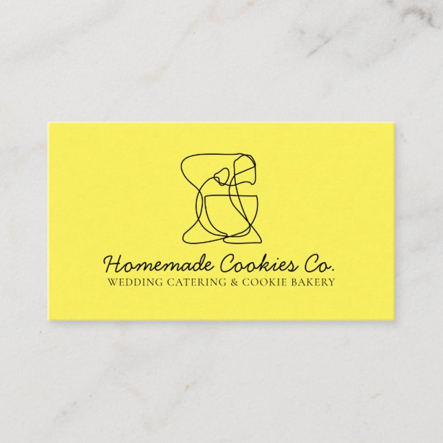 Yellow Chic Simple Homemade Food Bakery Cook Business Card (Front)