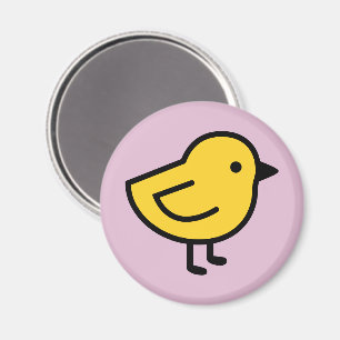 Yellow Chick Bird On A Pink Magnet