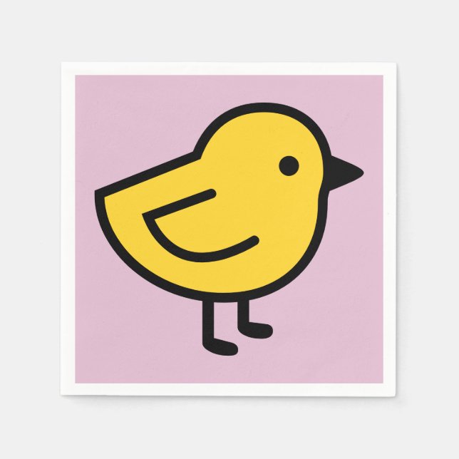 Yellow Chick Bird On A Pink Napkin (Front)