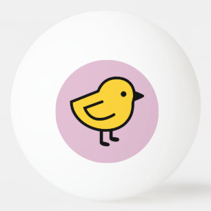 Yellow Chick Bird On A Pink Ping Pong Ball
