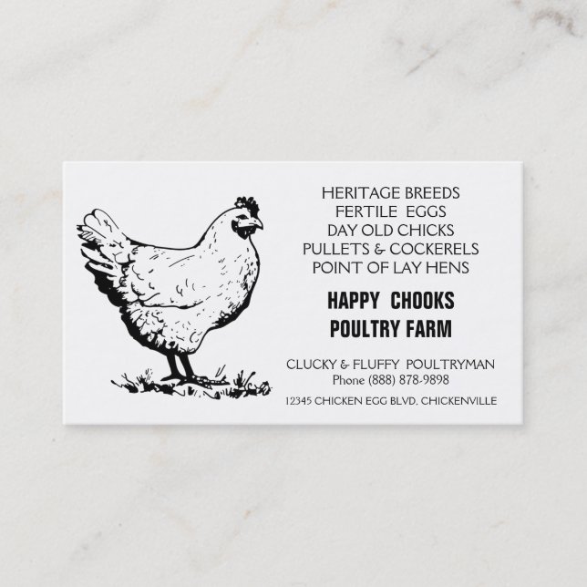 Yellow Chick Chicken Hatchery Business Card (Front)