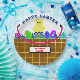 Yellow Chick Egg Easter Basket Paper Plate