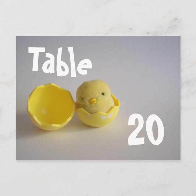 Yellow Chick Table Number Postcard (Front)