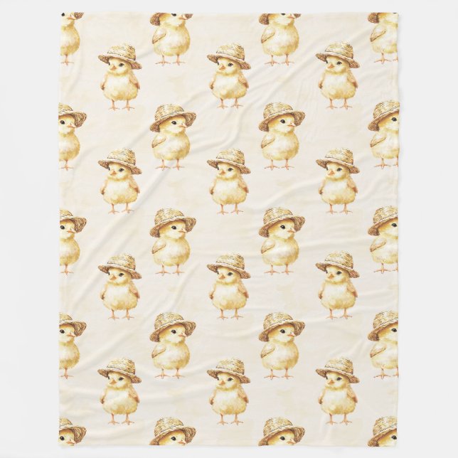 Yellow Chicken Hat  Fleece Blanket (Front)