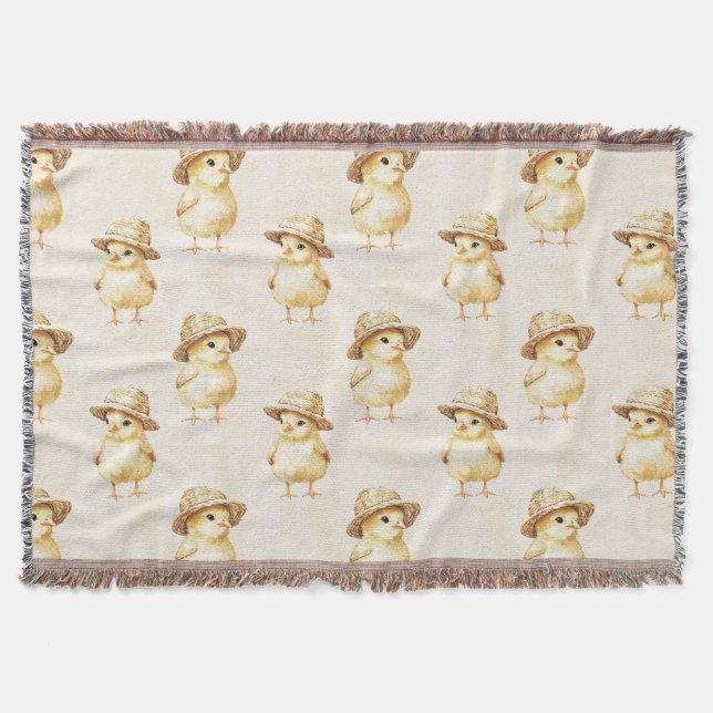 Yellow Chicken Hat  Throw Blanket (Front)