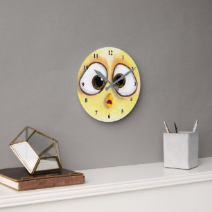 Yellow Chicken Surprised Eyes Clock