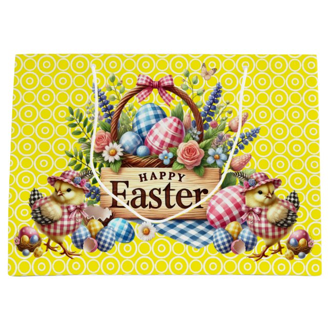 Yellow Chicks Easter Large Gift Bag (Front)