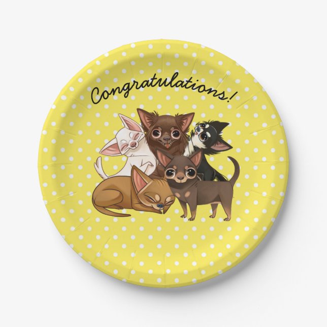 Yellow Chihuahua Paper Party Plates (Front)